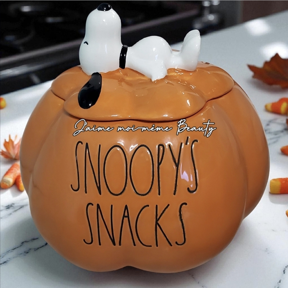 Rae Dunn X Peanuts "Snoopy Snacks" Pumpkin  Halloween Cannister